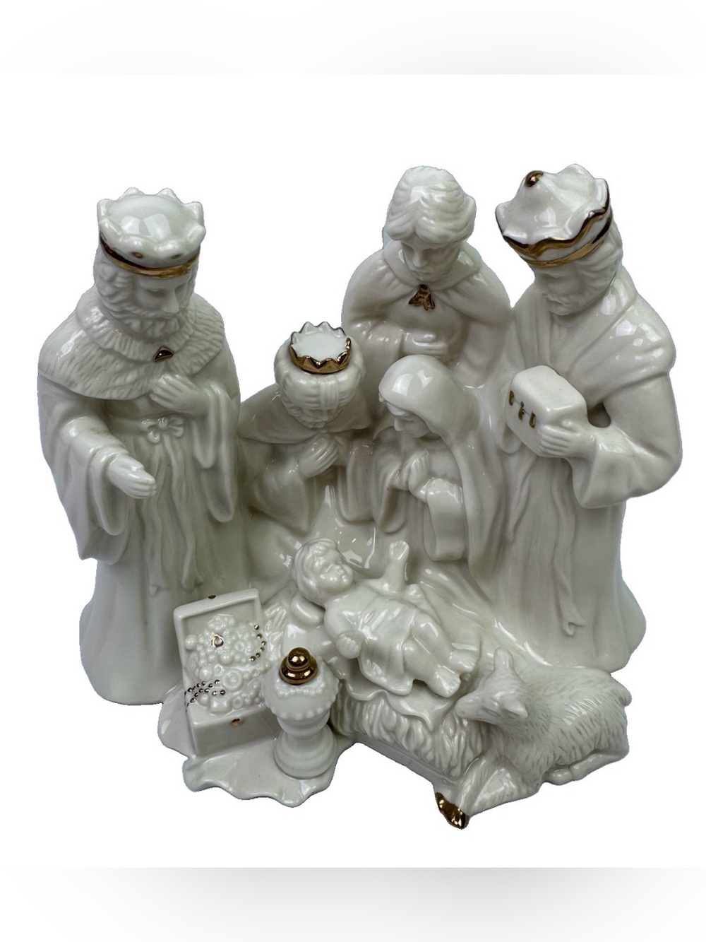 Mikasa Porcelain Nativity Holy Family Gold Trim Mary Joseph Baby Jesus FK020/950